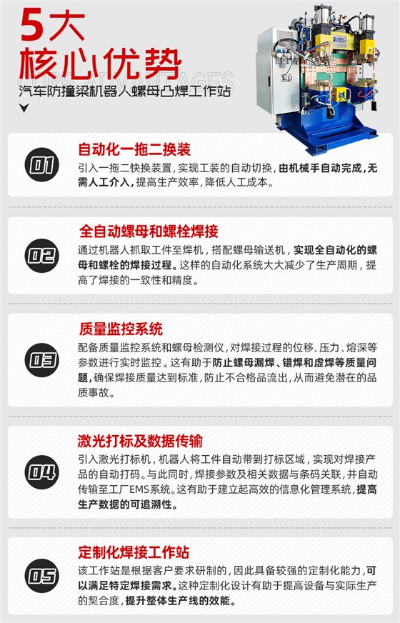 汽车防撞梁机器人螺母凸焊工作站核心优势