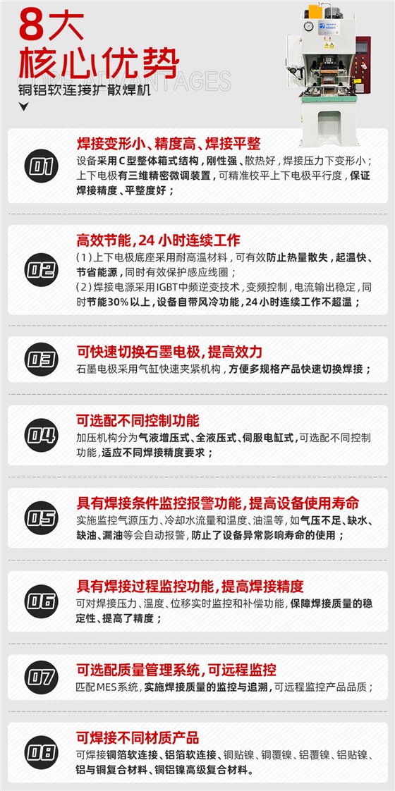 铜铝软连接扩散焊机核心优势